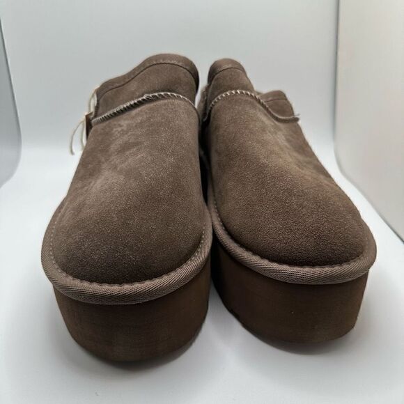 CUSHIONAIRE Women's Genuine Suede Cozy Mule Platform +Memory Foam 9 TAUPE - Picture 2 of 7